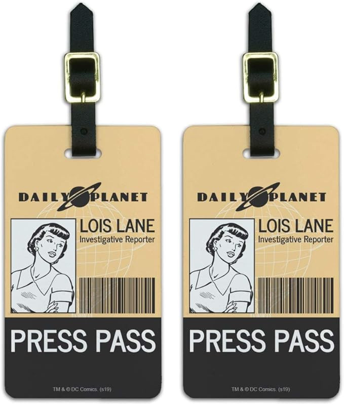 Superman Lois Lane Press Pass Luggage ID Tags Suitcase Carry-On Cards - Set of 2 | Amazon (US)