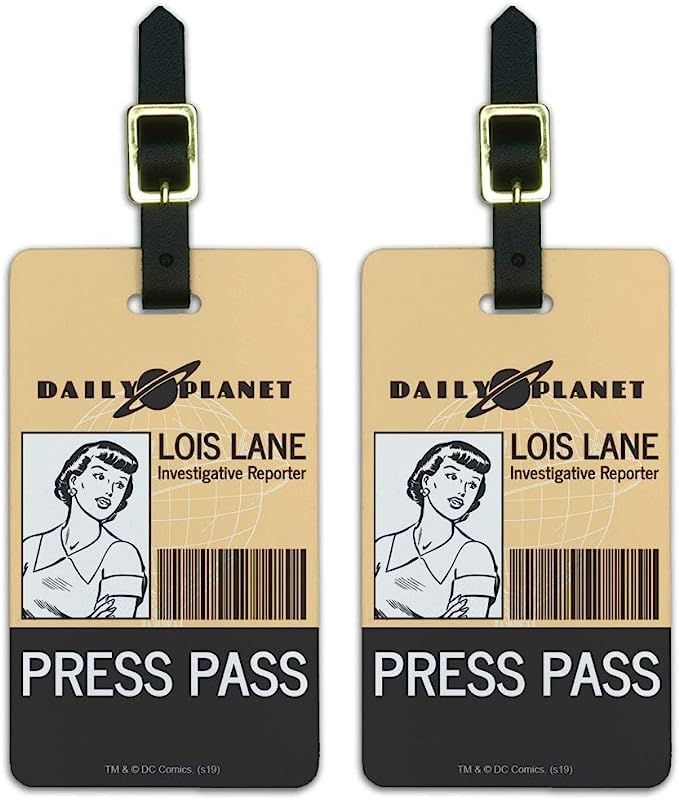 Superman Lois Lane Press Pass Luggage ID Tags Suitcase Carry-On Cards - Set of 2 | Amazon (US)