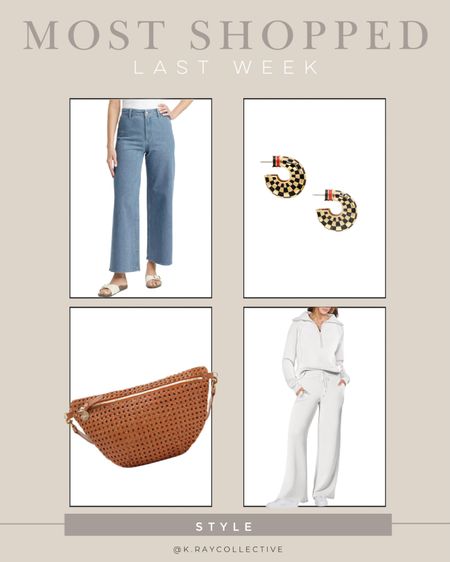 Here’s the styles you shopped most last week, these under $100 checkered gold earrings, the $28 wide leg pant, my go to handbag for everyday.  A great Amazon lounge set. 

#LoungeThat #WideLegPants #Jeans #SpringAccessories #SlingBag #LeatherFannyPack #SpringOutfit #AmazonFINDS 