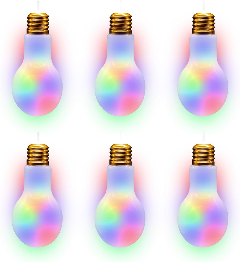 Windy City Novelties - 6 pack - LED Light Up White Light Bulb Cup with Straw | New Year’s Eve P... | Amazon (US)