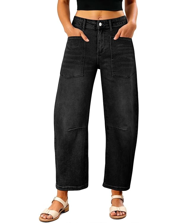 EVALESS Womens Baggy Barrel Jeans High Waisted Wide Leg Boyfriend Denim Ankle Pants | Amazon (US)