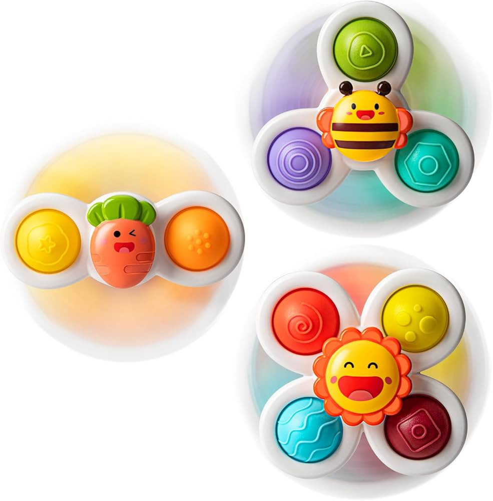 TOHIBEE 3PCS Suction Cup Spinner Toys for 1 2 Year Old Boys Spinning Toys Baby Toys 12-18 Months ... | Amazon (US)