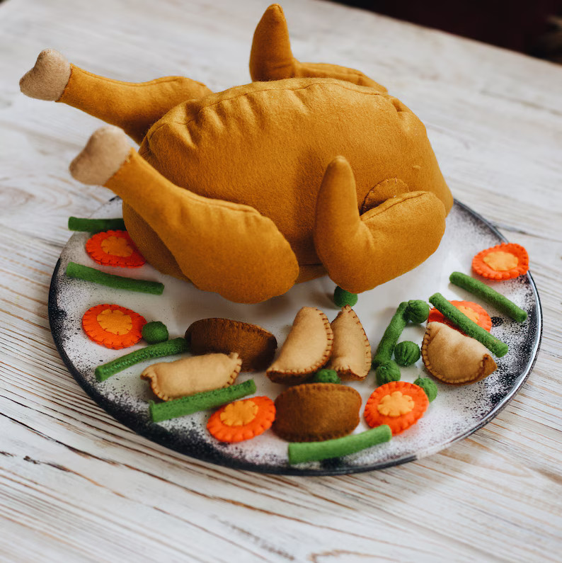 Chicken / Turkey on Magnets Play Food felt Food, Pretend Play Kids Kitchen, Plush Toy, Cooking To... | Etsy (US)