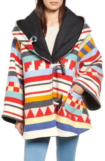 Women's Lindsey Thornburg X Pendleton Wool Blend Hooded Cape, Size One Size - White | Nordstrom
