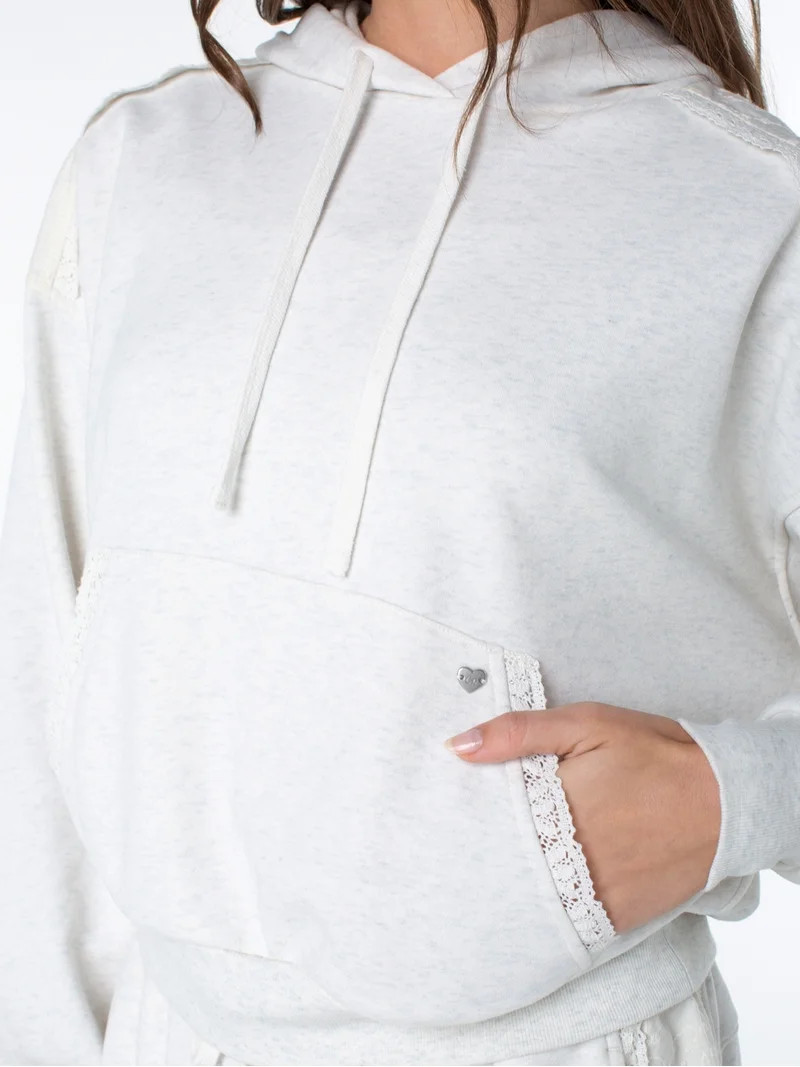 Celebrity Pink Women's and Women's Plus Lace Trim Hoodie Sweatshirt, Sizes XS-4X | Walmart (US)