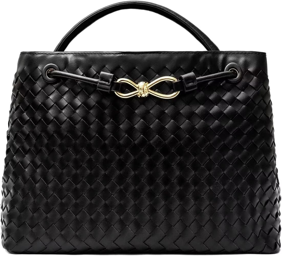 Woven Vegan Leather Tote Shoulder Bag for Women with Adjustable Shoulder Strap, Woven Handbags | Amazon (US)