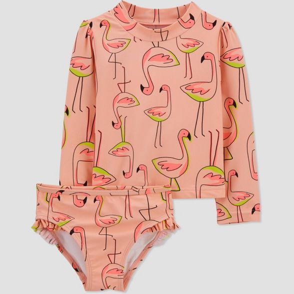 Toddler Girls' Flamingo Print Long Sleeve Rash Guard Set - Just One You® made by carter's Pink | Target