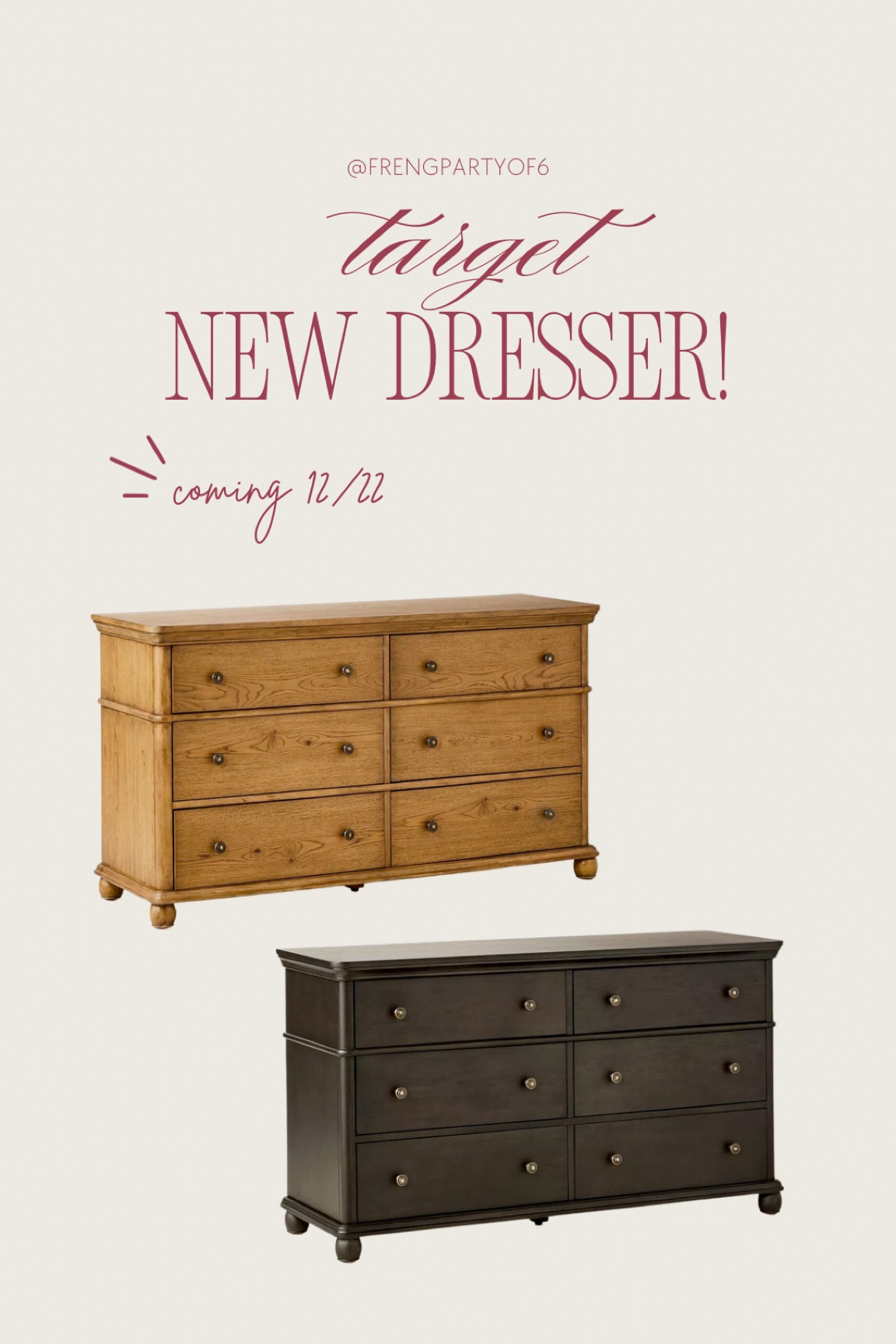 New target dresser coming out 12.22! We have this in the fridge drawer and the nightstand and it’s sold out right away because it is so pretty! Truly looks like an antique piece!

#LTKHome