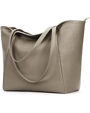 KALIDI Large Tote Bag Vegan Leather Casual Zipper Work Bag Weekender Hobo for Women 23L Oversize ... | Amazon (US)