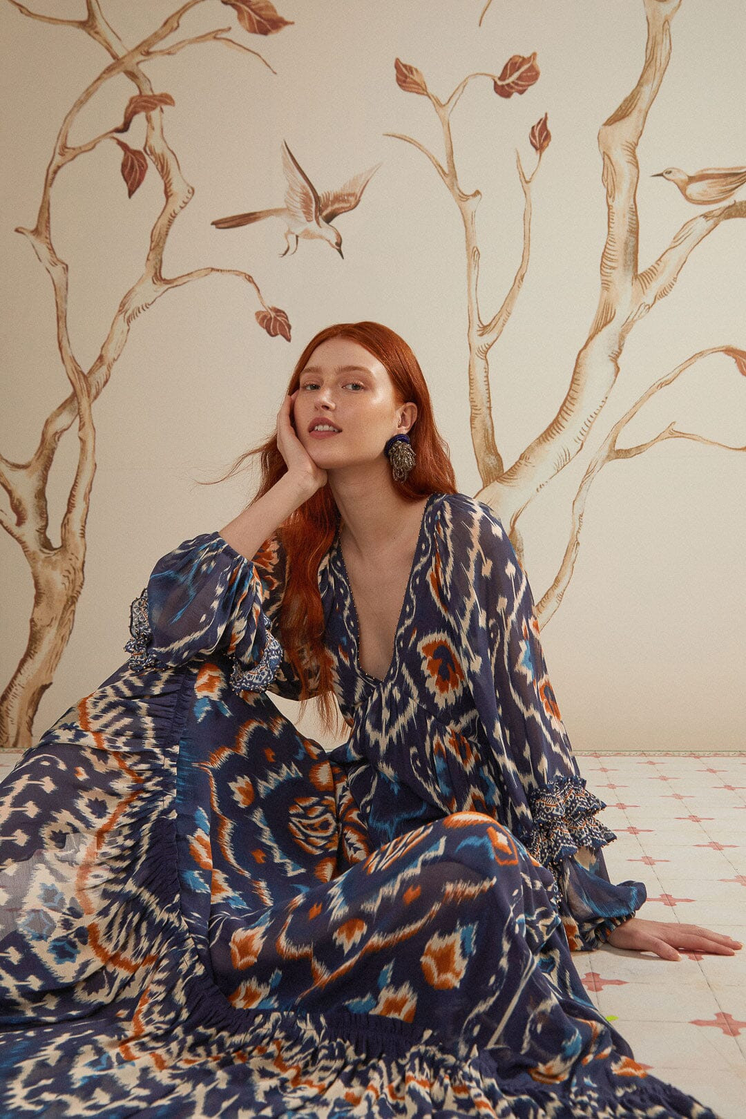 Pineaple Ikat Blue Maxi Dress | FarmRio (US)