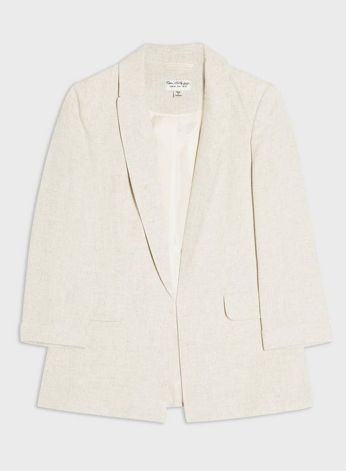 Neutral Blazer With Linen | Miss Selfridge UK