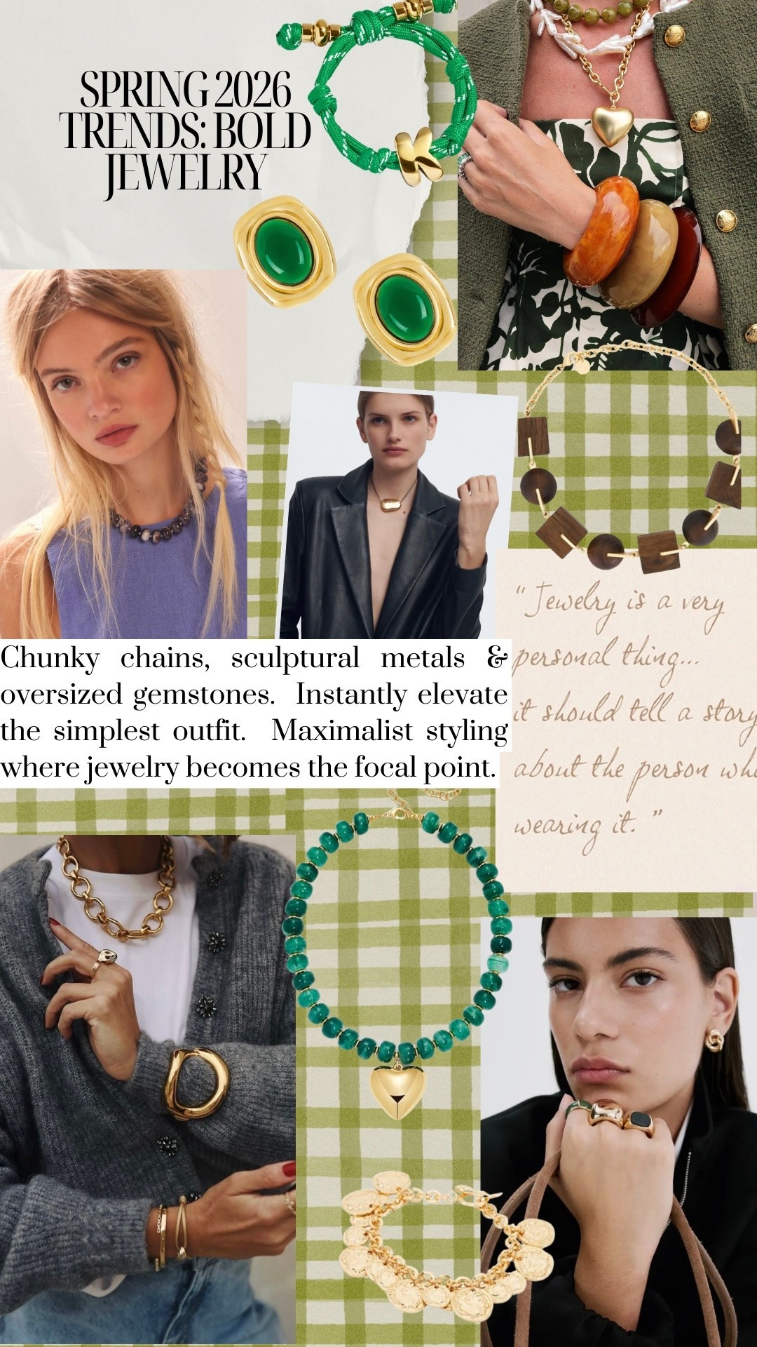 Spring 2026 Trends

Bold Jewelry

MANGO set of 3 rings, Free People Amethyst Choker, 8 Other Reasons Jewel Stud & Coined Charm Bracelet, Heaven Mayhem Julia Necklace, Cult Gaia Laguna Choker Necklace, Bauble Bar Knot Initial Bracelet, Amazon Chunky Heart Necklace

#LTKOver40 #LTKWorkwear #LTKSeasonal