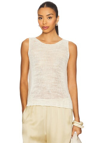 Enza Costa Linen Open Knit Tank Top in White from Revolve.com | Revolve Clothing (Global)