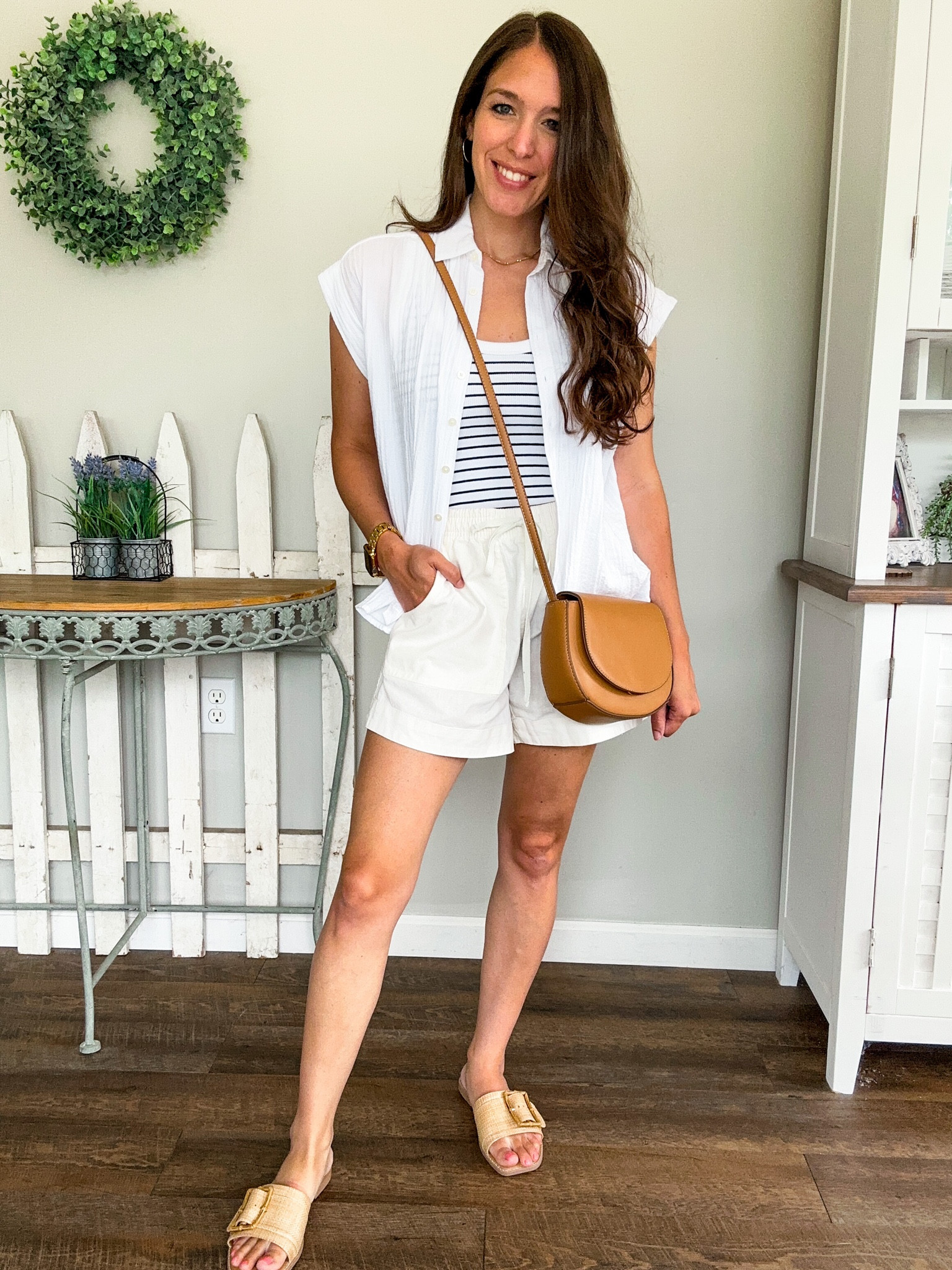 Summer capsule: 4th of July edition 
Button up XS petite 
Tank small
Shorts small 
Shoes down 1/2 

#LTKFind #LTKsalealert