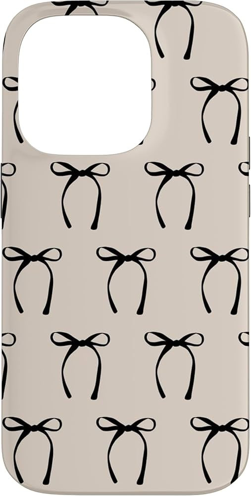 iPhone 14 Pro Aesthetic Black Ribbon Bow On Beige Case | Amazon (US)