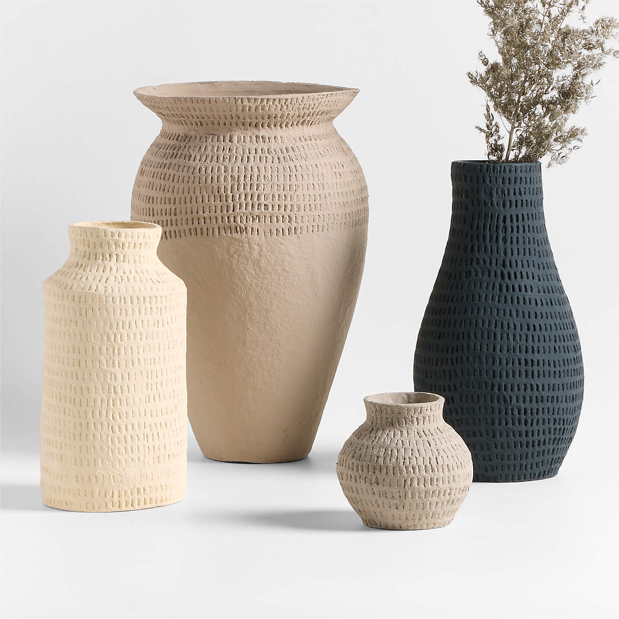 Oaxaca Small Round Taupe Cotton Mache Vase 6" + Reviews | Crate & Barrel | Crate & Barrel
