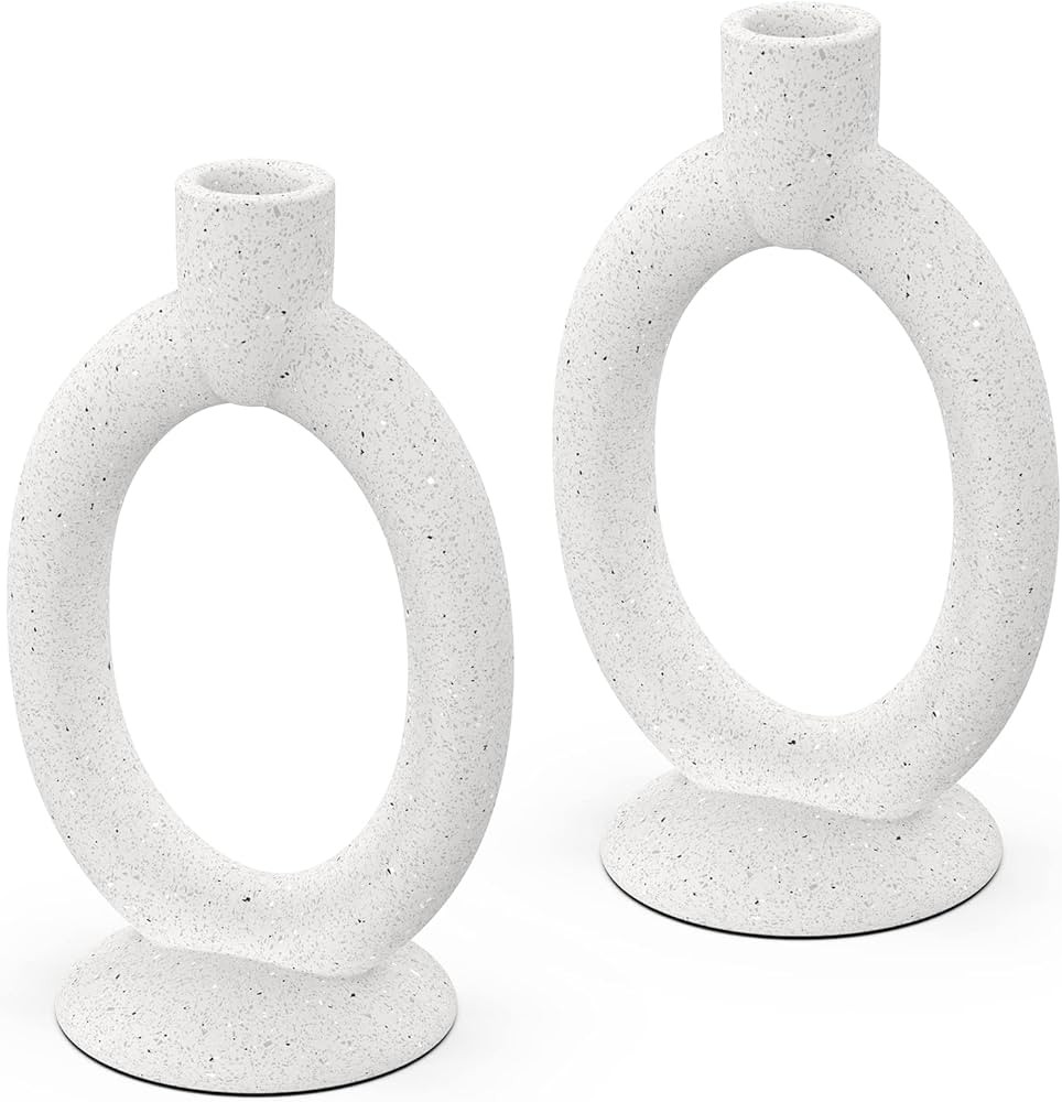 FoverOne Candle Holder Set of 2, 0.34" Thick Cement Taper Candlestick Holders, 3/4 inch Candle St... | Amazon (US)