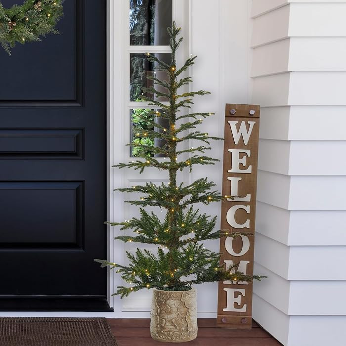 Haute Decor 5 Foot Pre-lit Timberland Fir Potted Christmas Tree (5 Foot in Brown Pot) | Amazon (US)
