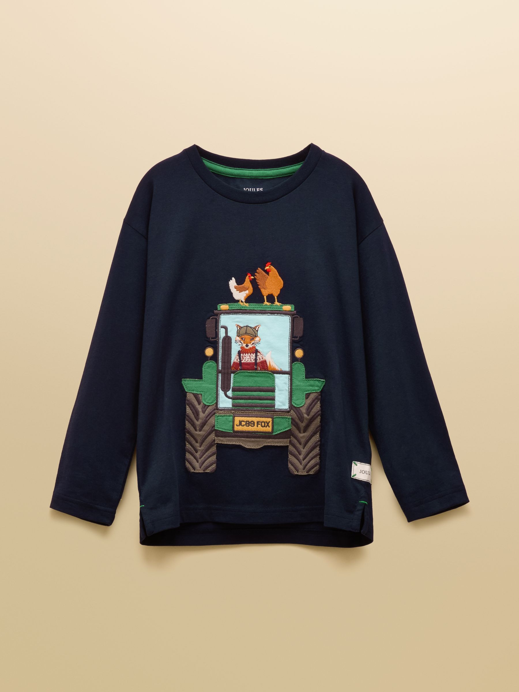 Boys' Jack Navy Applique Long Sleeve Top | Joules | Joules