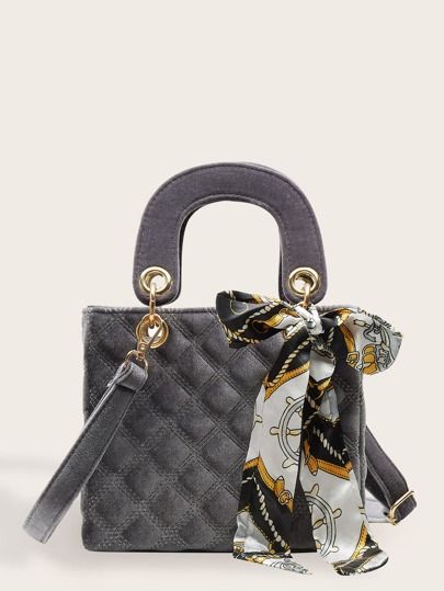 Twilly Scarf Quilted Satchel Bag | SHEIN