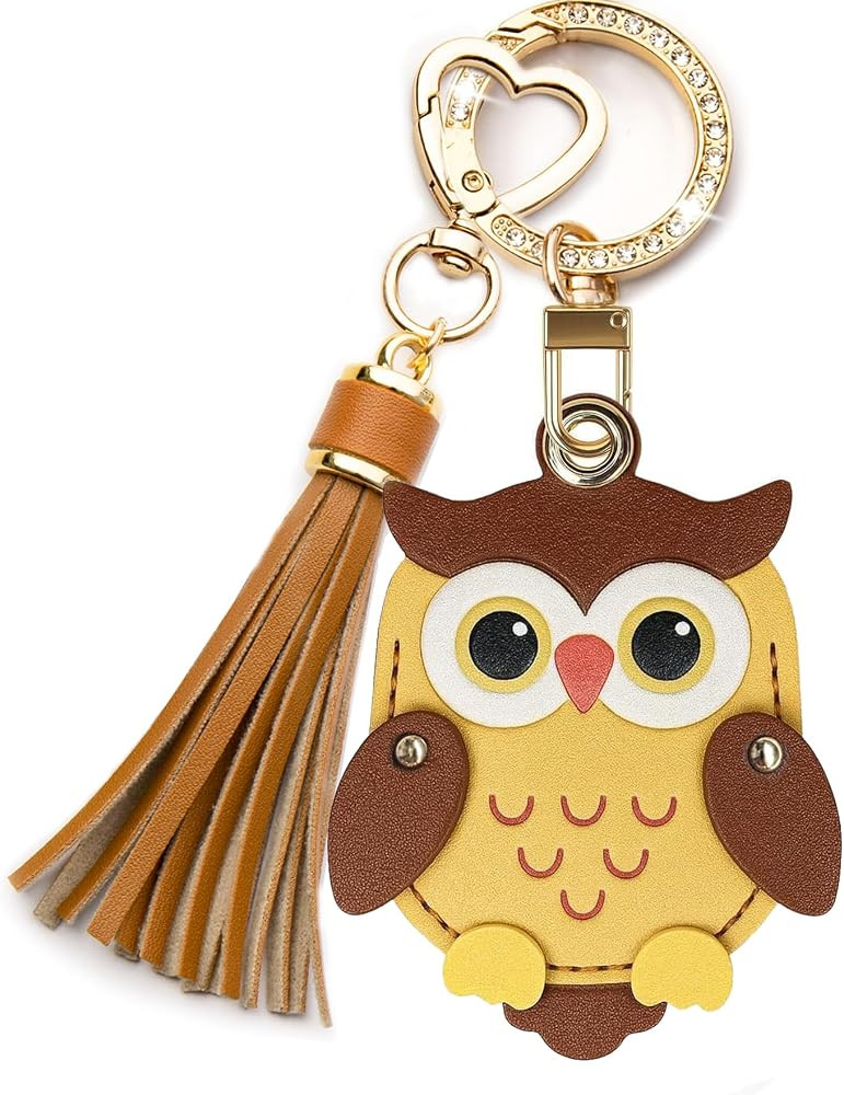 Airtag Keychain Cute Anime Leather Keychain with Bling Keychain Wristlet and Tassel Bag Charm | Amazon (US)