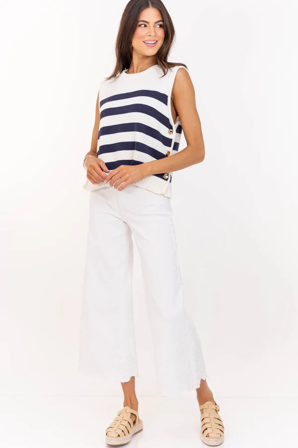 Charmed Cream Embroidered Wide Leg Jeans | The Mint Julep Boutique