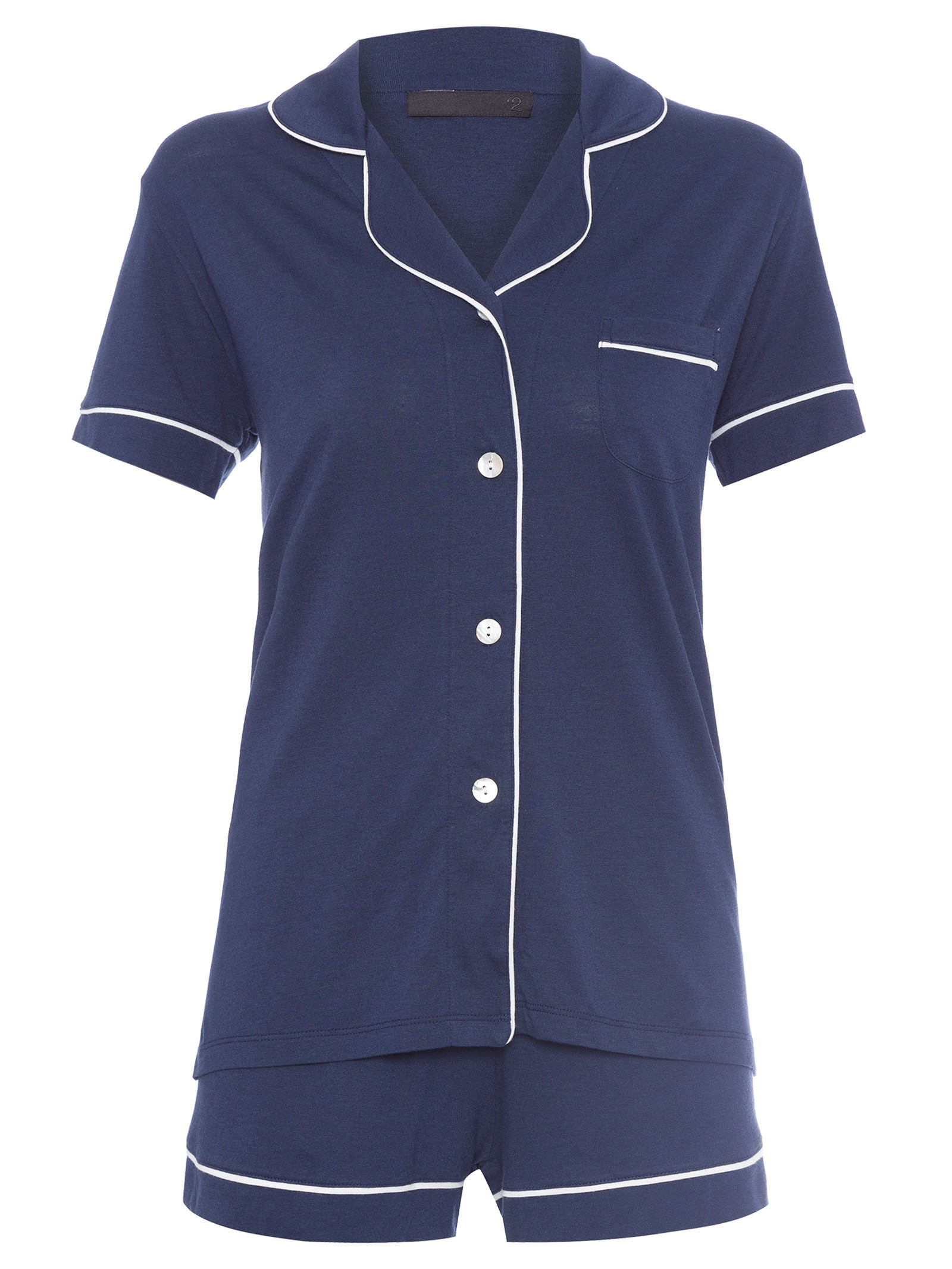 PIJAMA FEMININO CURTO DE ALGODÃO PIMA - AZUL | Shop2gether BR