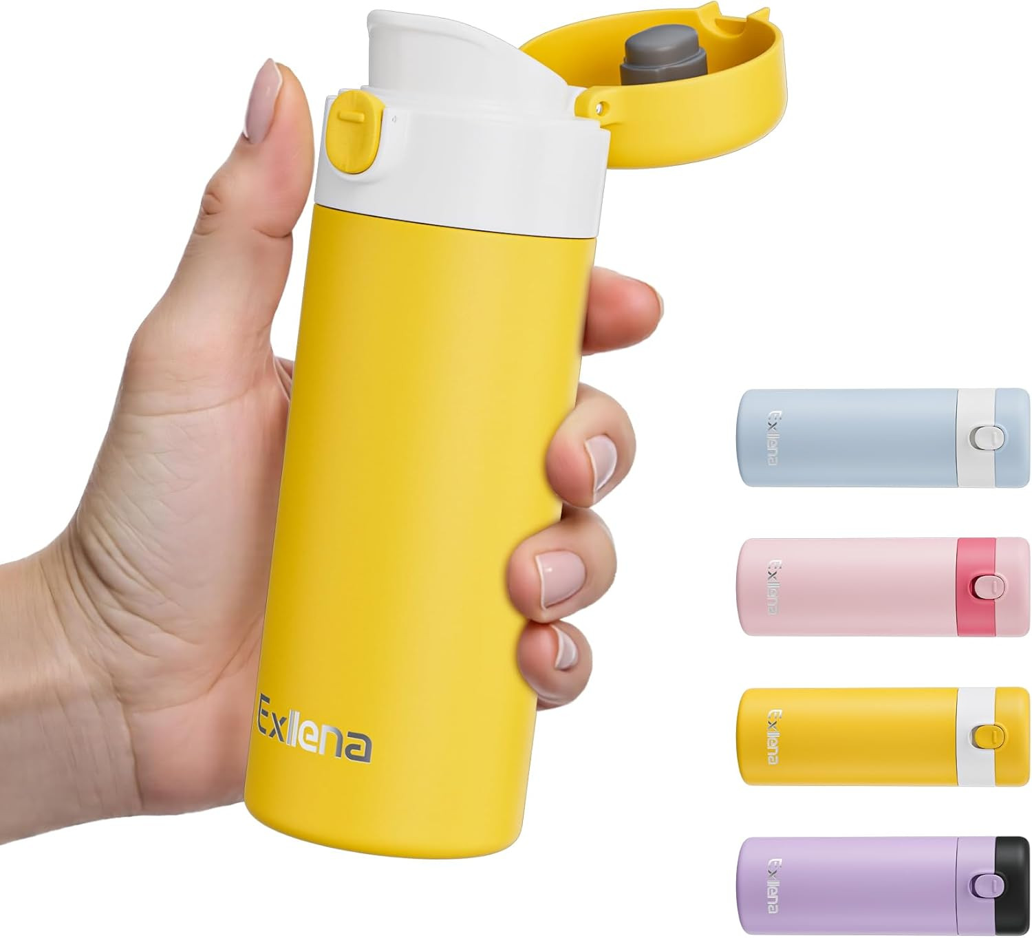 Exllena Small Insulated Water Bottle with Push-Button Lid – 7.5oz/220ml Mini Flask, Leakproof M... | Amazon (US)