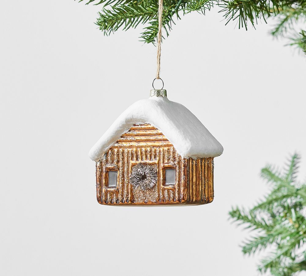 Mercury Cabin With Snow Ornament | Pottery Barn (US)