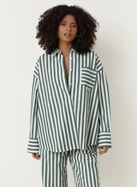 Green Stripe Oversized Shirt- Rio | 4th & Reckless