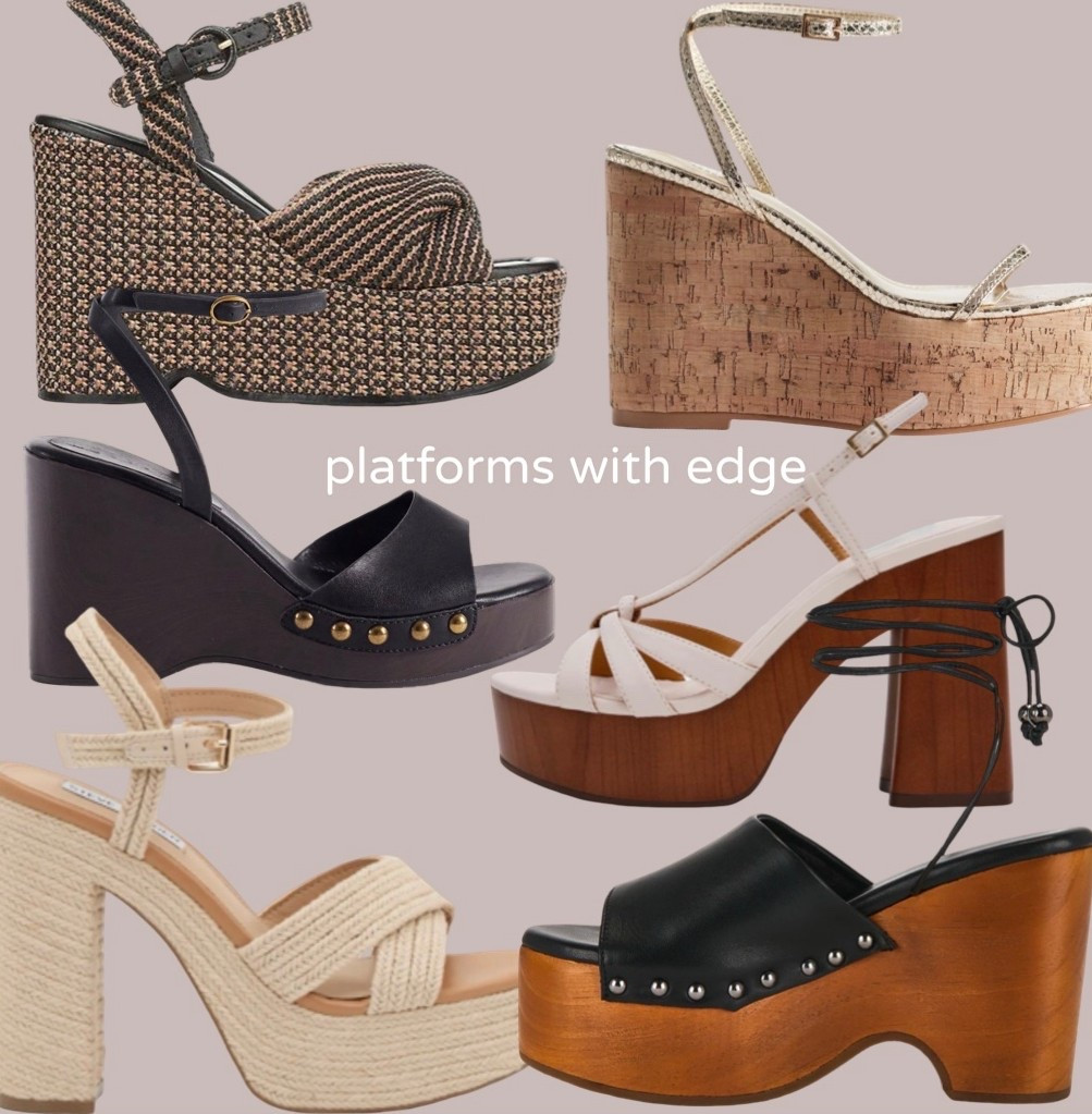 Loving this HIGH platform trend. It’s back thank god! 
Wooden heel platforms, straw, raffia, cork, wedge styles 
Perfect for date night, vacation dinners, girls nights

#LTKTravel #LTKSaleAlert #LTKSeasonal