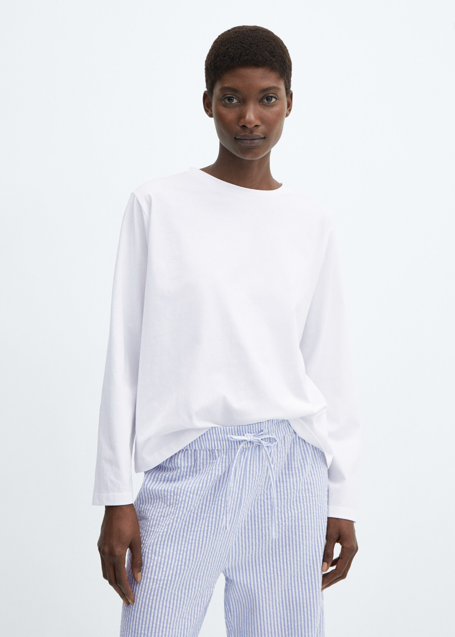 Two-piece striped cotton pajamas | MANGO (US)