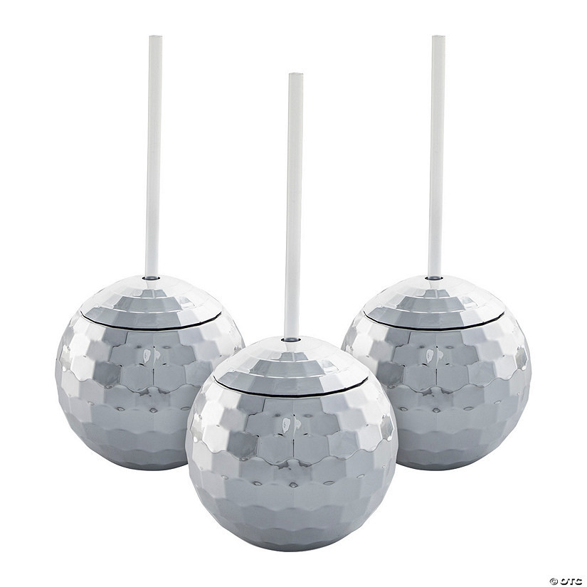20 oz. Disco Ball-Shaped Reusable BPA-Free Plastic Cups with Lids & Straws - 6 Ct. | Oriental Trading Company