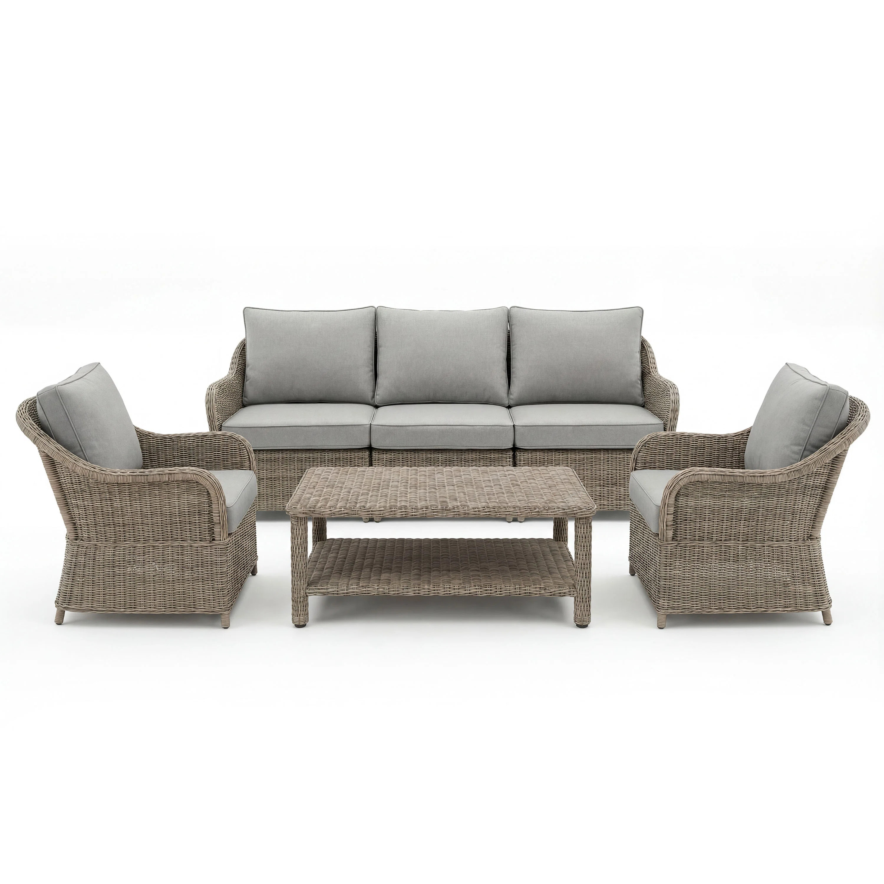 Martha Stewart Lily Pond All-Weather Patio Sofa With 2 Club Chairs And Coffee Table | Wayfair North America