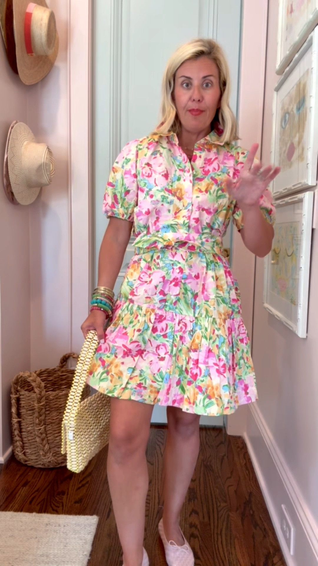 I mean Wally World just doesn’t disappoint! Of course I’m popping the collar, adding jewels and a fun shoe. ￼
Dress - small
Flats - 7 (i’m a true 8 but size down in flats) 
*code Catherine20 at Allie + Bess￼

#LTKPetite #LTKSaleAlert #LTKOver40
