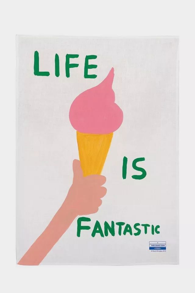 Third Drawer Down Life Is Fantastic Tea Towel x David Shrigley | Urban Outfitters (US and RoW)