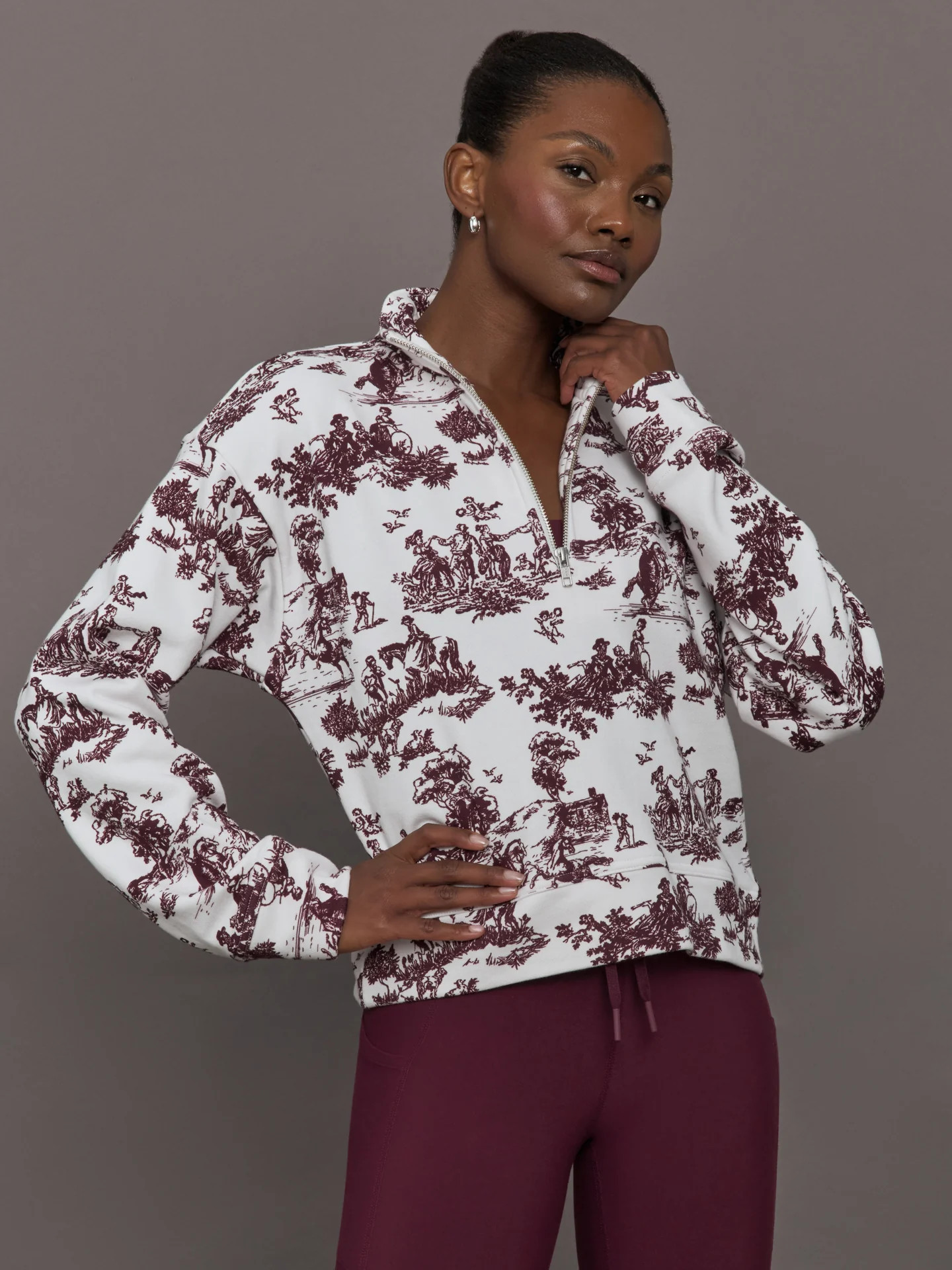 Toile Half Zip - Fig Toile | Carbon38