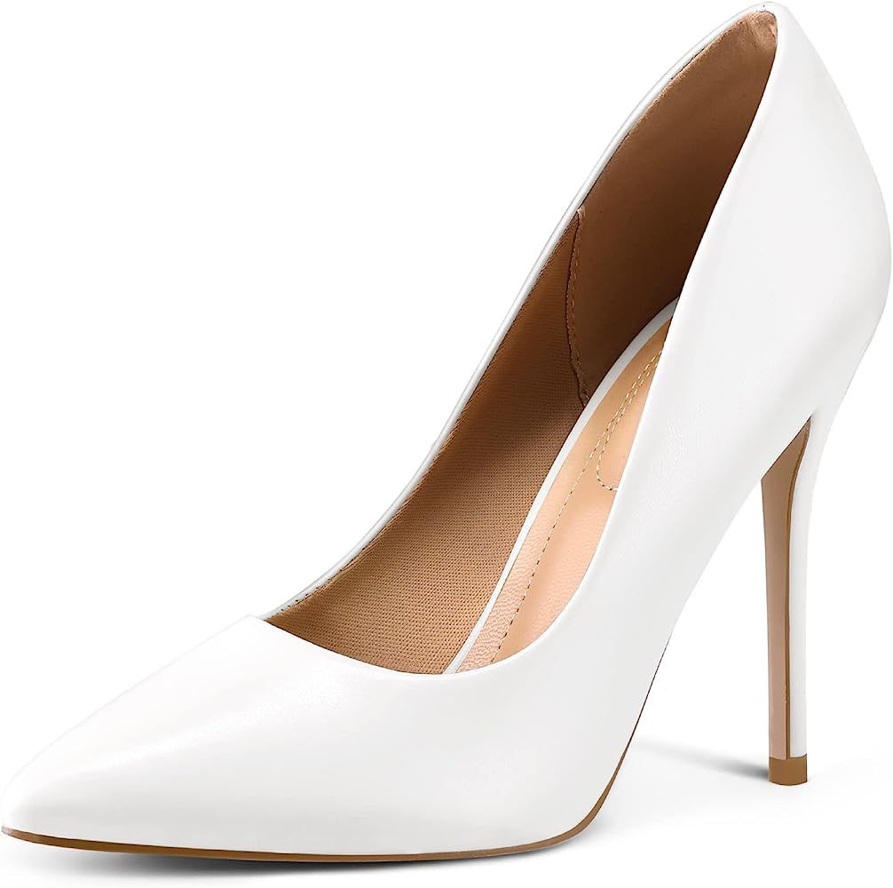 mysoft Women's Heels Pumps Pointed Toe 4IN Heels Dress Wedding Shoes | Amazon (US)