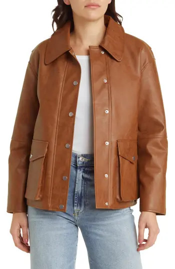 Rails Mathis Faux Leather Jacket in Russet at Nordstrom Rack, Size Large | Nordstrom Rack