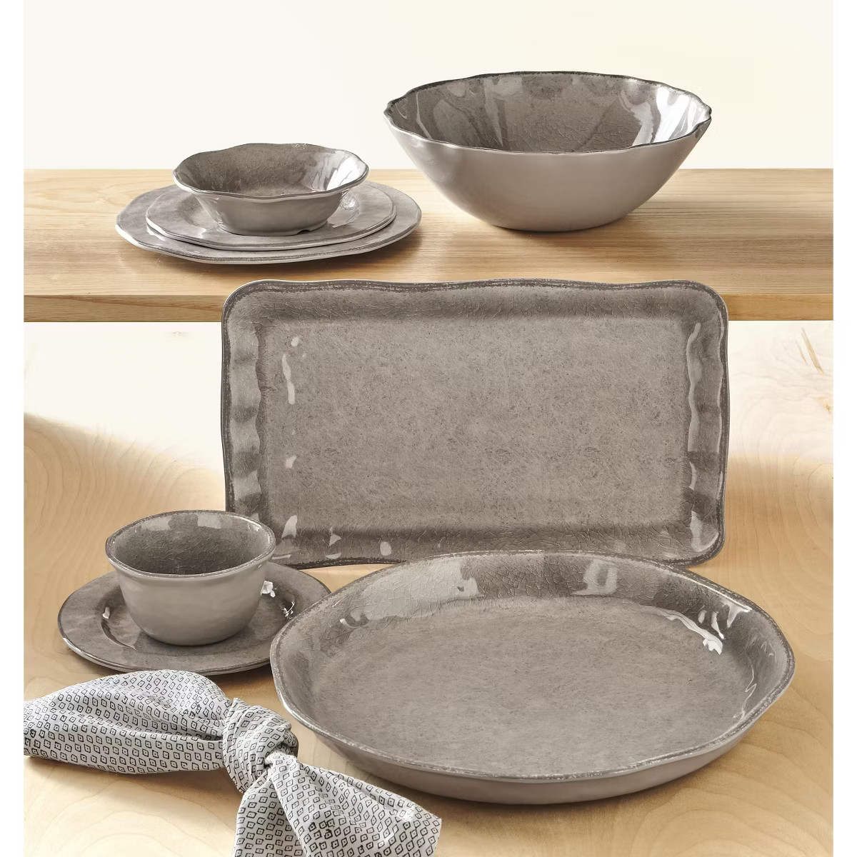 tagltd 10 oz. 7 in. Veranda Cracked Glazed Solid Gray Wavy Edge Melamine Serving Bowls 4 pc Dishw... | Target