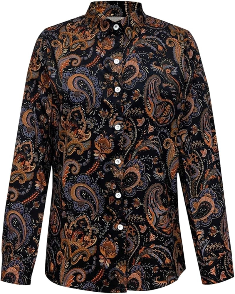 SOLY HUX Women's Button Down Shirt Paisley Print Long Sleeve Casual Boho Vacation Blouse Tops | Amazon (US)