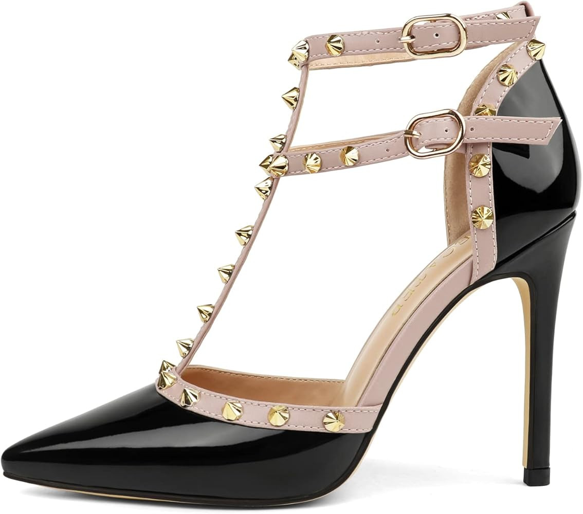 HECATER Ankle Strap Heels for Women Stilettos Pumps | Amazon (US)