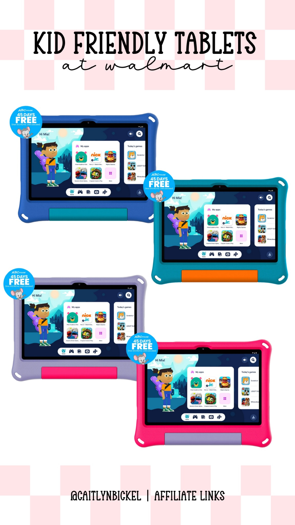 Kid friendly tablets at Walmart. Includes free trial of ABC Mouse, kid friendly case in 4 fun colors, can add additional storage, child lock features. 8 inch and 10 inch sizes  

#LTKKids #LTKTravel #LTKBacktoSchool