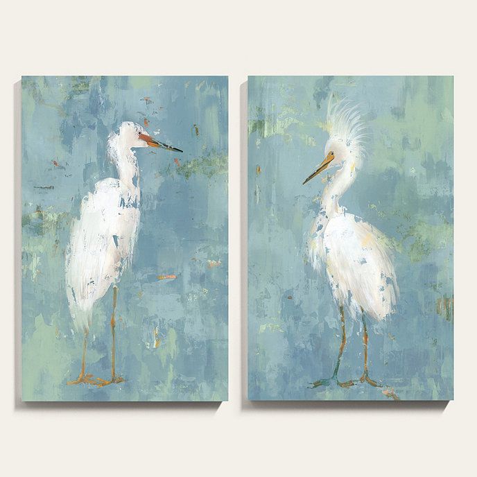 Sweet Heron Stretched Canvas Bird Art Print | Ballard Designs, Inc.