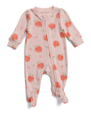 Newborn Girls Apple Printed Footed Coveralls | TJ Maxx