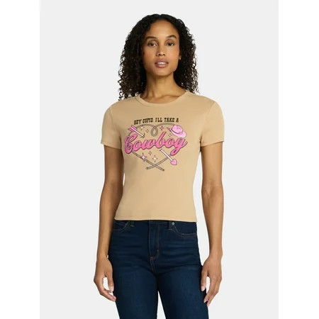 Valentine's Day Women’s Hey Cupid Cowboy Graphic Tee, Sizes XXS-XXL | Walmart (US)