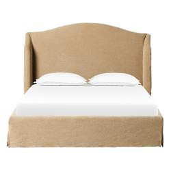 Maddie Modern Beige Upholstered Linen Slipcovered Wingback Bed - Queen | Kathy Kuo Home