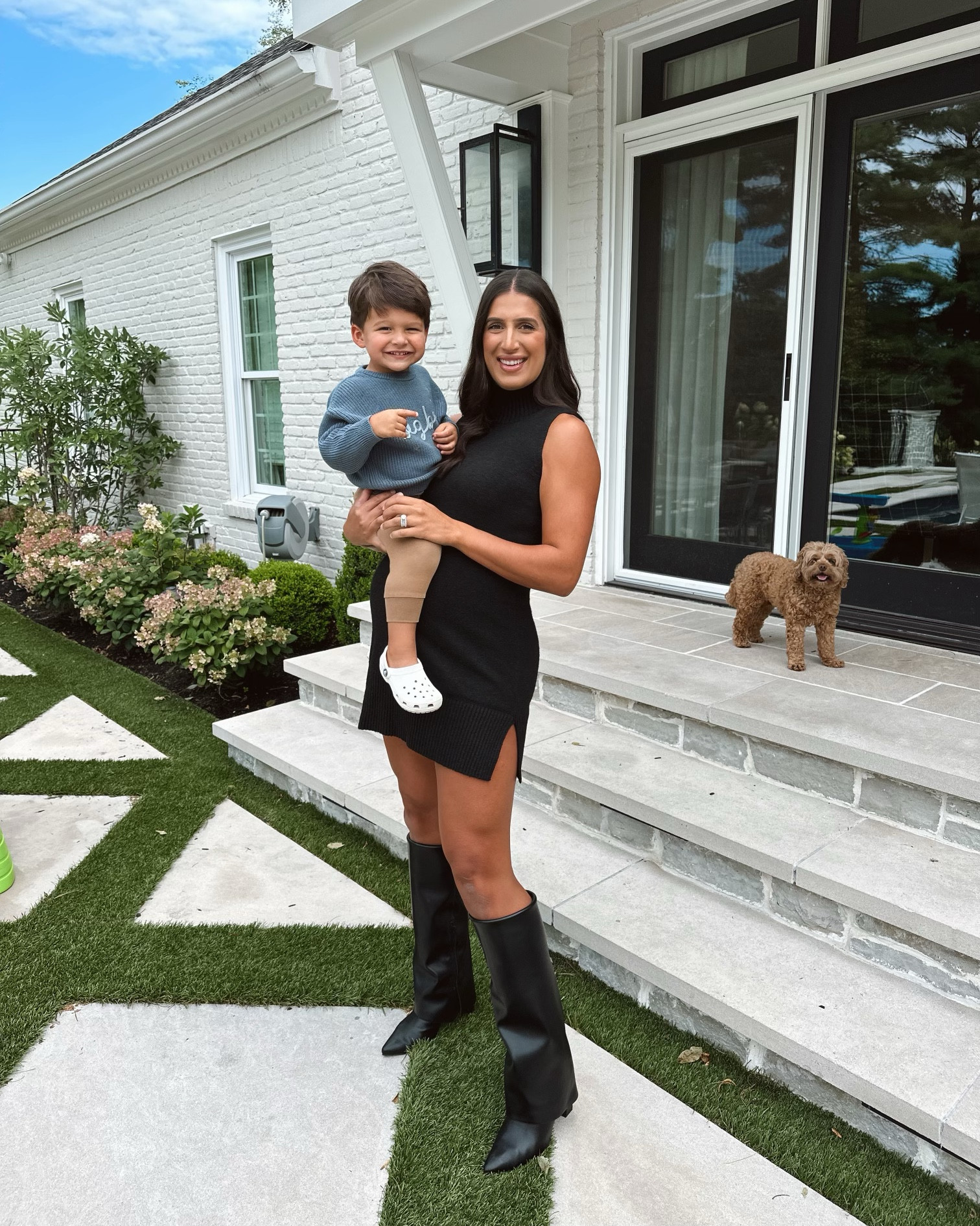 Jackson & I are getting fall ready in @walmartfashion! #walmartpartner This dress ($28) is so cozy and the boots are only $54. Oh and Jackson’s little sweater says “big bro” 🥹😭🫶🏽. 

#LTKFindsUnder100 #LTKStyleTip #LTKSeasonal