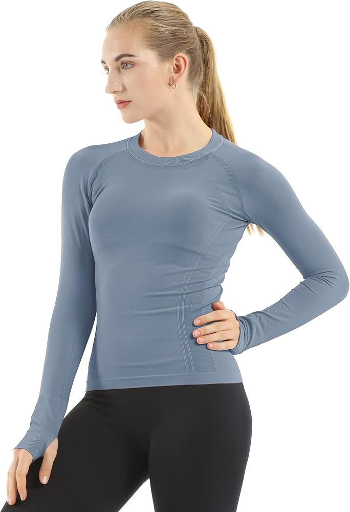 MathCat Seamless Workout Shirts for Women Long Sleeve Yoga Tops Sports Running Shirt Breathable A... | Amazon (US)