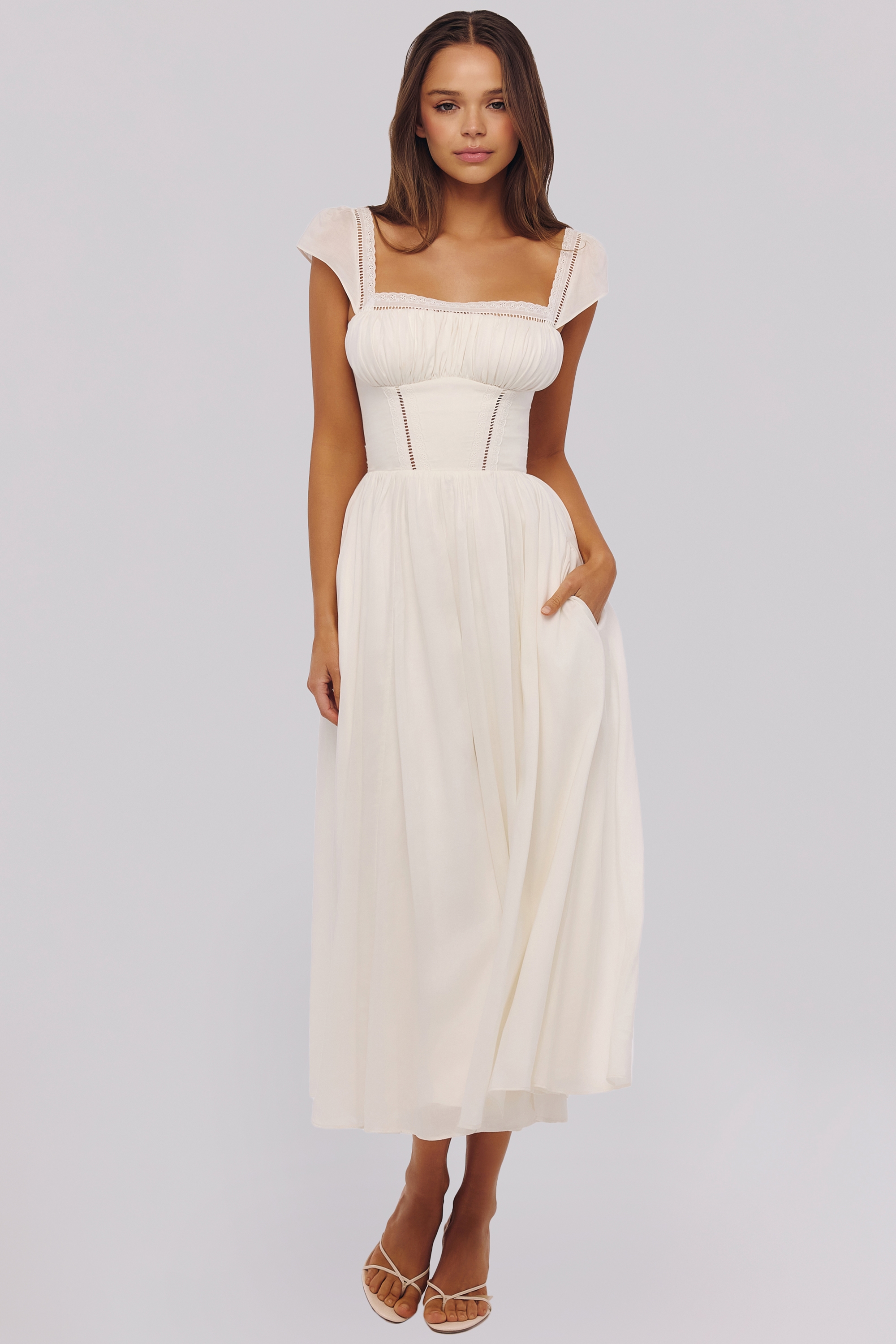 white voile + broderie anglais maxi dress | House of CB